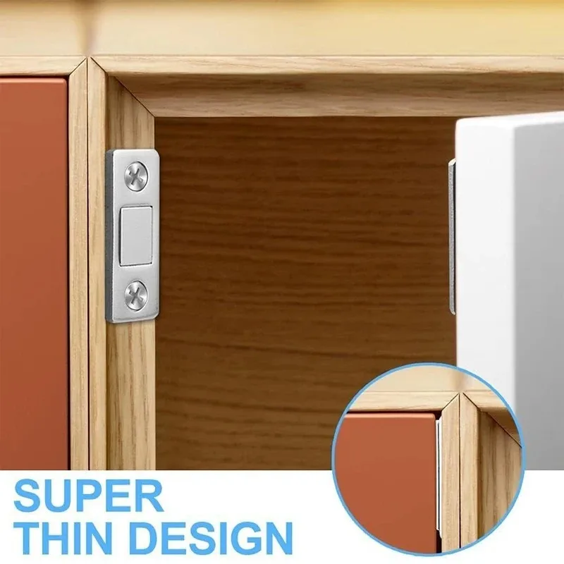 2/40x Metal Cabinet Magnetic Interlockers Magnetic Buckles for Drawer Adhesive Cabinet Latches Closure for Kitchen Wardrobe Door