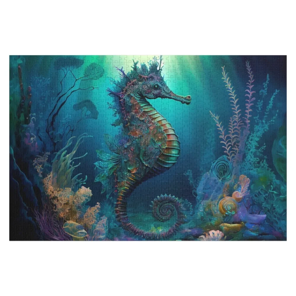 Iridescent Seahorse Underwater Beauty Jigsaw Puzzle Customs With Photo Personalized Kids Gifts Puzzle caseneo 001 series pu leather wallet case for samsung galaxy a33 5g auto magnetic closed flip stand book pattern printing cover with rfid blocking iridescent cloud