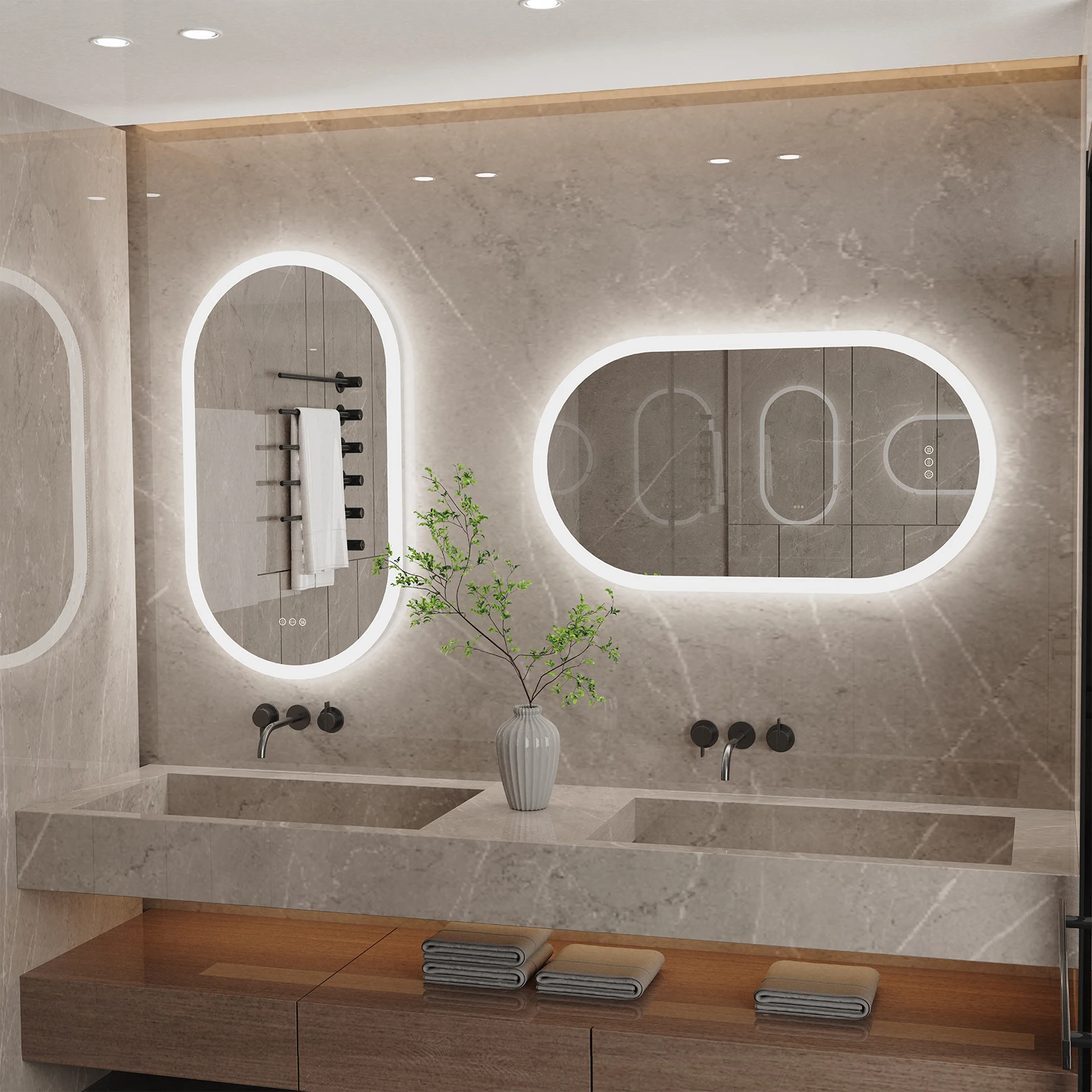 LUVODI Backlit Lighted Bathroom Mirror LED Bedroom Vanity Mirror Salon Mirror with Touch Sensor Dimming Defog IP44 6