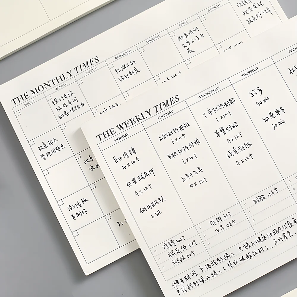 Big Size Weekly Monthly Planners Notebook Time Schedule Memo Pad To Do List Check Agenda Journal Aesthetic Stationery Notepad A4