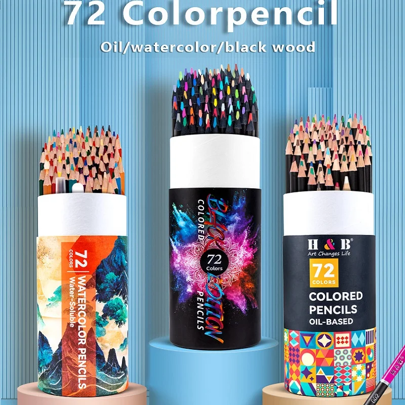 

72 Colors Pencil Set, Professional Drawing Pencil Oil-Based Water-Soluble Colored Lead For Art Students School Office Statrioner