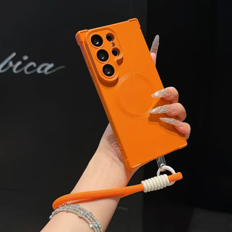 Four Corner Air Cushion Phone Case with Wrist Strap & MagSafe Compatibility