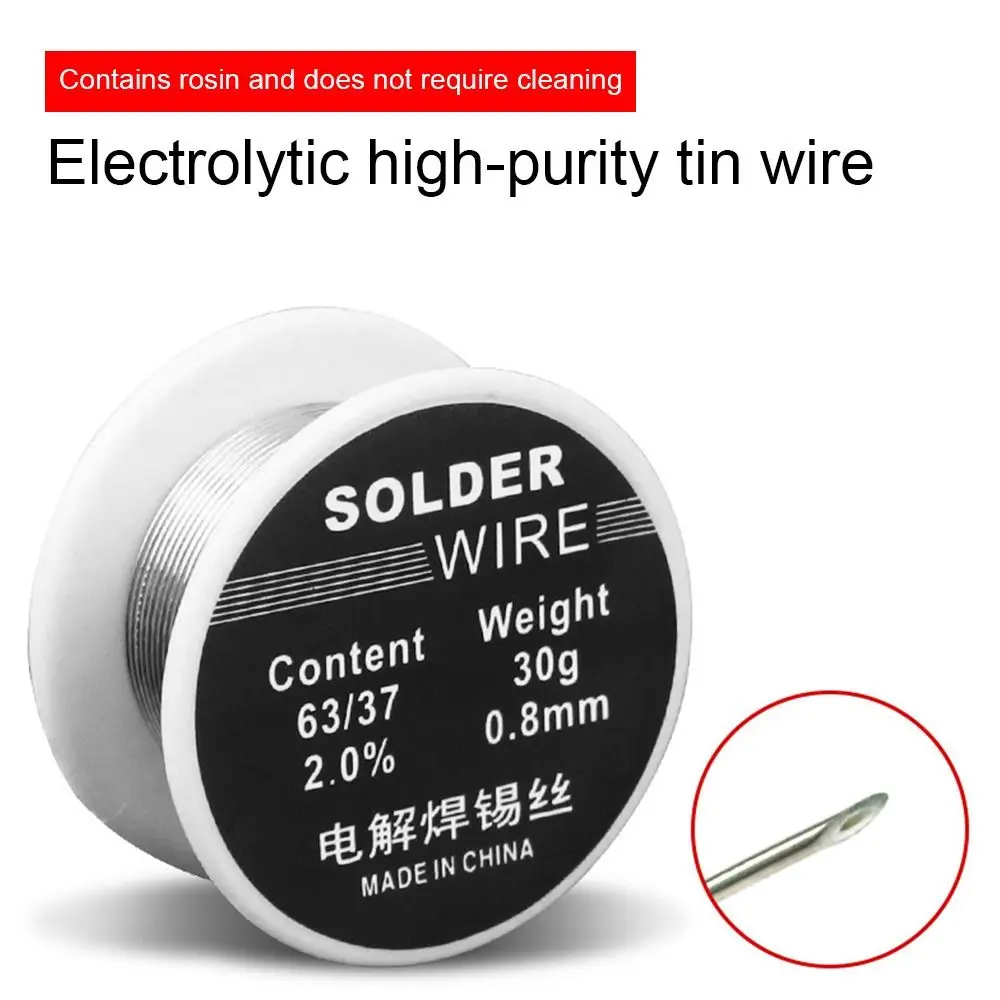 Soldering Wire Soldering Tin Wire Welding Wires 0.8mm Welding Solder Wire High Purity Low-melting Rosin Core Soldering Wire Roll No-clean FLUX 2.0% Tin BGA Welding Tool