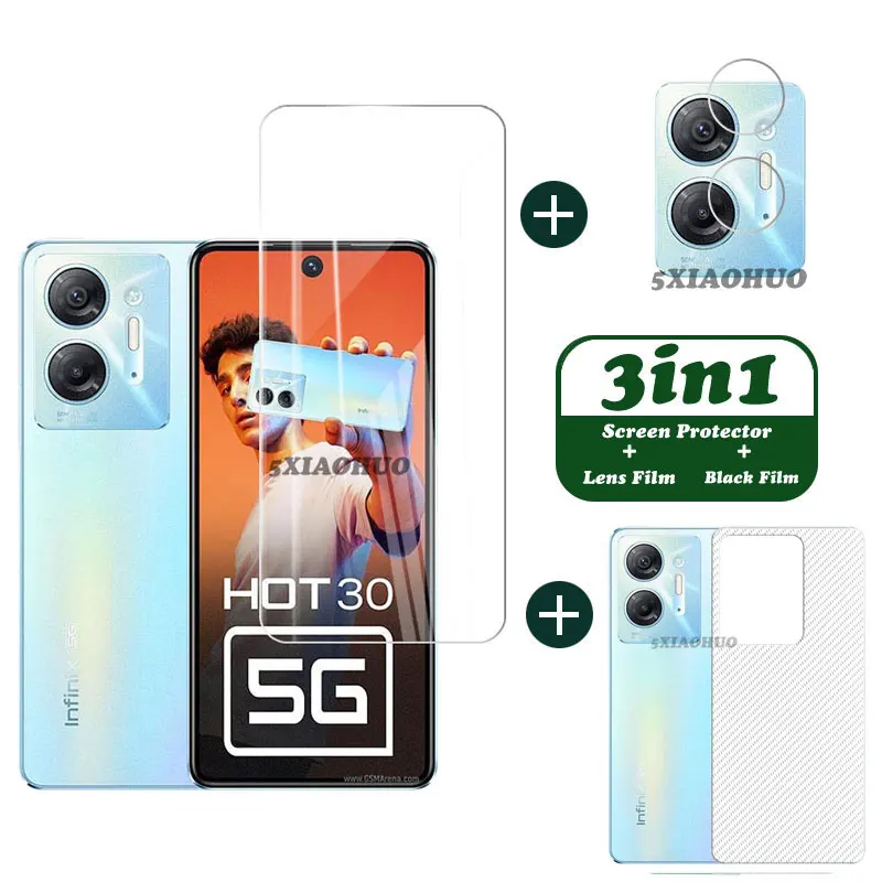 3-In-1 Per Infinix Hot 30 5G Glass Per Infinix Hot 30 5G Vetro Temperato 9H Screen Protector Per Infinix Hot 30 Lens Glass