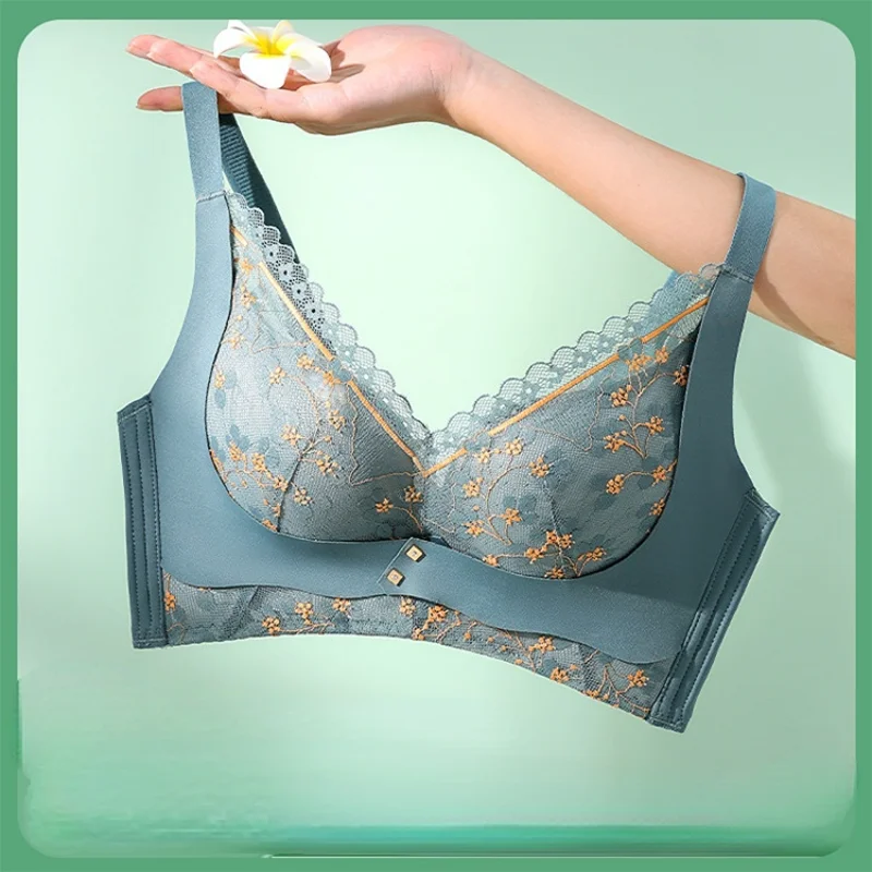 

Sexy Lace Embroidery Bras for Women Sexy Push Up Bra Large Size Thin No-wire Gathering Silk Teenage Girls Bra Lingerie Underwear