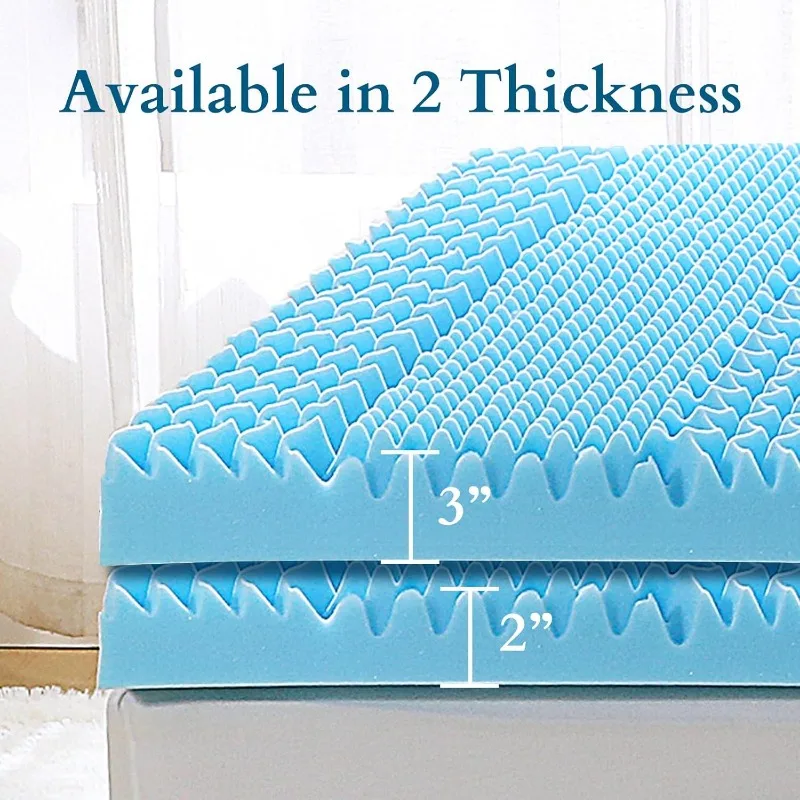 Full Size Mattress Topper, 7 Zone Cooling Foam Mattress Topper with Gel Infused, Egg Crate Bed Topper Pad