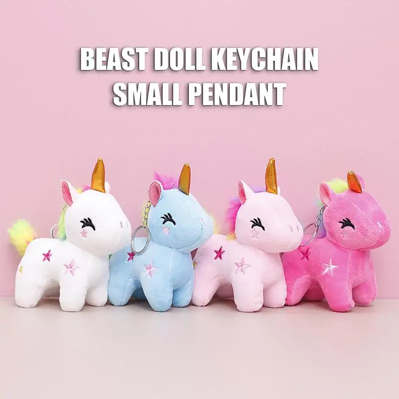 

Cute Pendant Plush Toy Doll Little Colorful Unicorns Stuffed Plush Toys For Bouquet Net Unicorns Mini Bag Pendant Keychain Doll