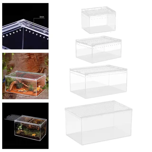 Reptile Feeding Box Animal Habitat Cage Transparent Reptile Terrarium Enclosure Cage for Chameleons Hermit Crabs Container Reptile Feeding Box Animal Habitat Cage Transparent Reptile Terrarium Enclosure Cage for Chameleons Hermit Crabs Container