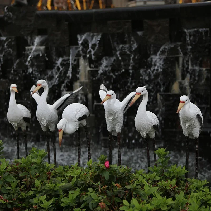 

Outdoor Pastoral Resin Egret Birds Ornaments Rockery Fish Pond Decoration Courtyard Simulation Animal Statues Accessories Crafts
