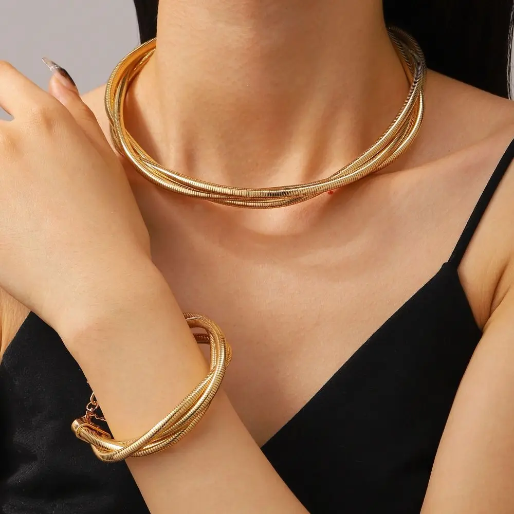 Gold Color Alloy Snake Chain Punk Bangle Bracelet