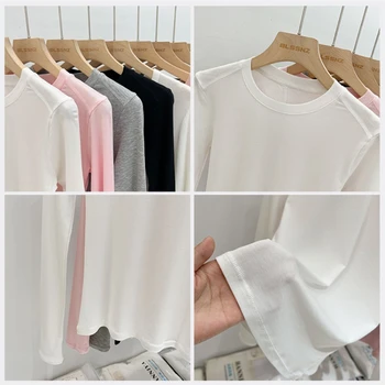 AOSSVIAO 2025 خريف جديد جودة عالية عادية س الرقبة تي شيرت مثير سليم طويل الأكمام موضة الاتجاه الصلبة النساء الملابس Y2k القمم 6