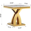 Square End Table,22.8" Modern White Faux Marble Side Table,Nightstand Bedside Table Small Accent Table with Gold Mirrored Finish 2