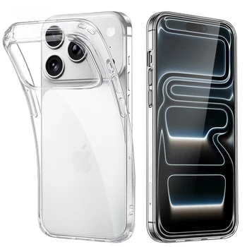  Custodie Trasparenti in Silicone per iPhone 17 16 15 14 13 12 11 Pro Max Plus Air XR X, Cover Posteriore Morbida in TPU Trasparente