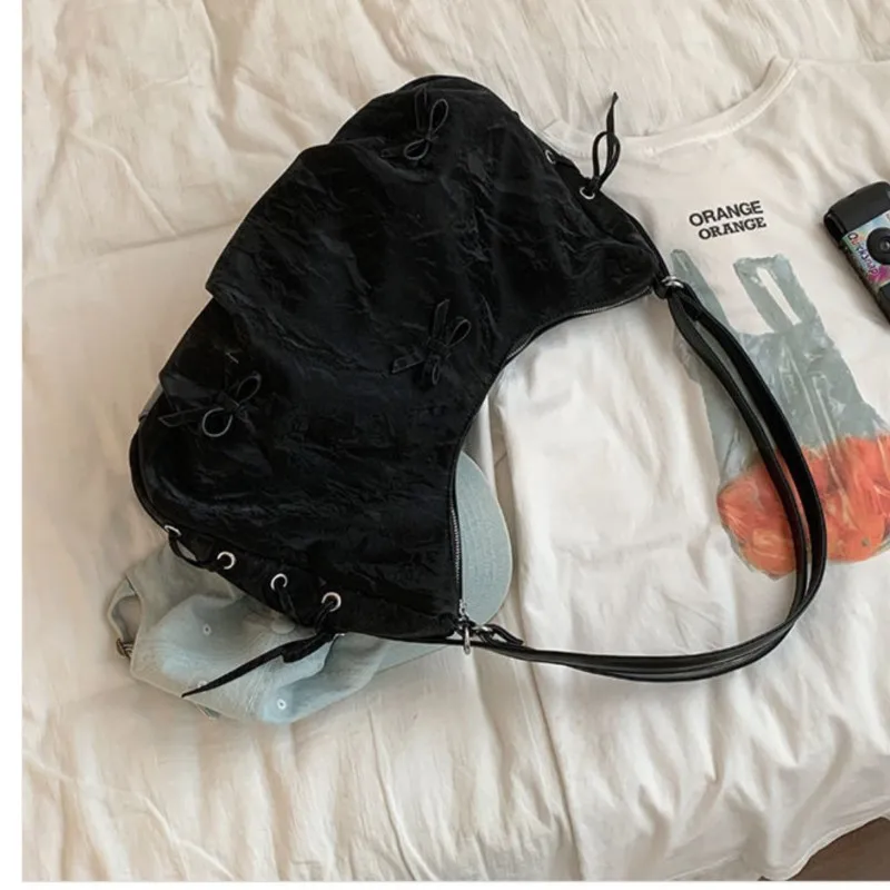 JIAERDI Fairycore Bow Green Y2k Shoulder Bags Women Hot Girls Casual Large Capacity Handbag Ladies Sweet Cute Backpack Aesthetic