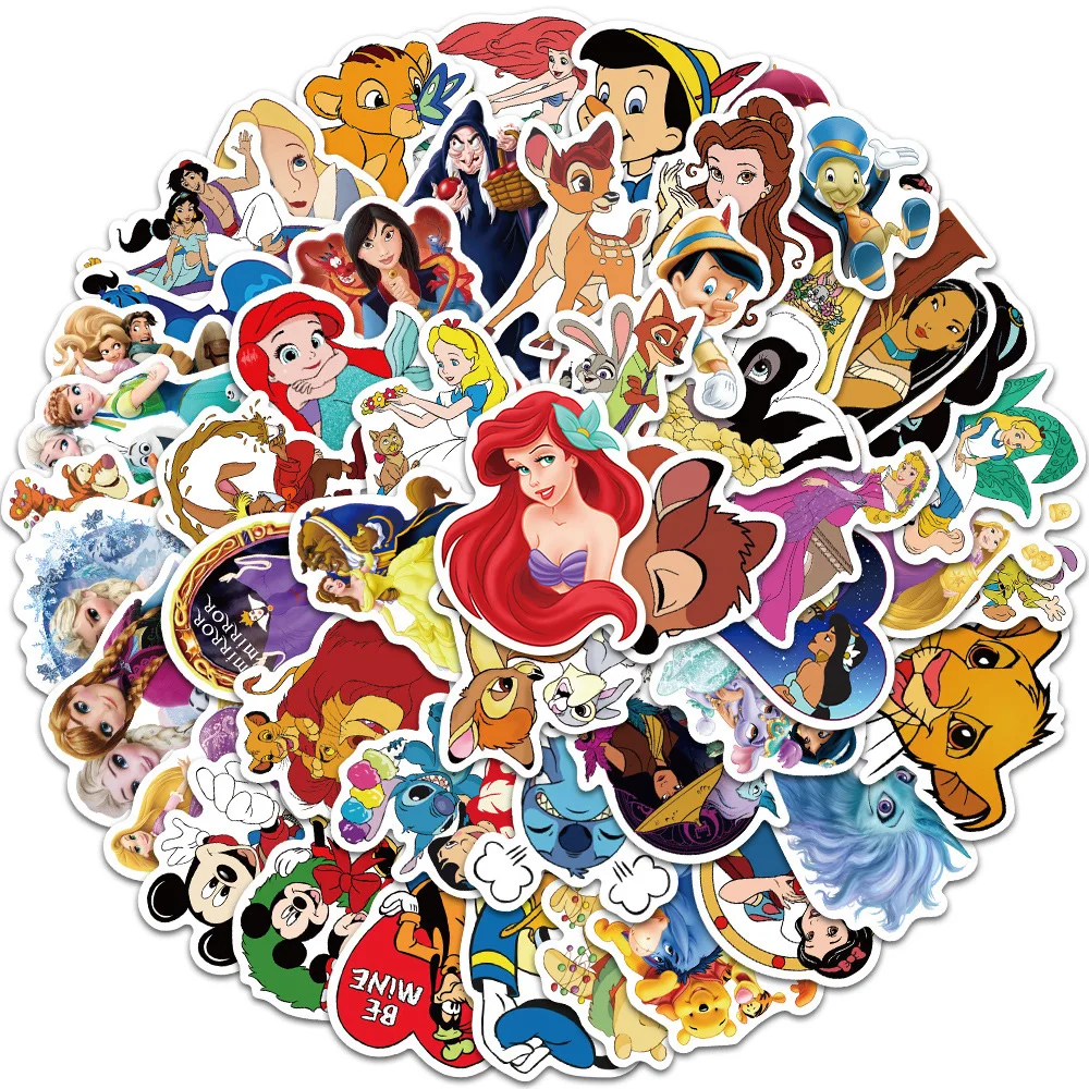 Disney cartoon stickers 10/30/50/100pcs cute mix Stitch Mickey stickers for kids DIY motorcycle laptop phone
