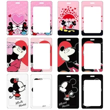 

New Disney Anime Mickey Mouse Minnie PVC Card Holder Anti-lost Student Outdoor Bus Card Lanyard ID Card Protective Case Toys