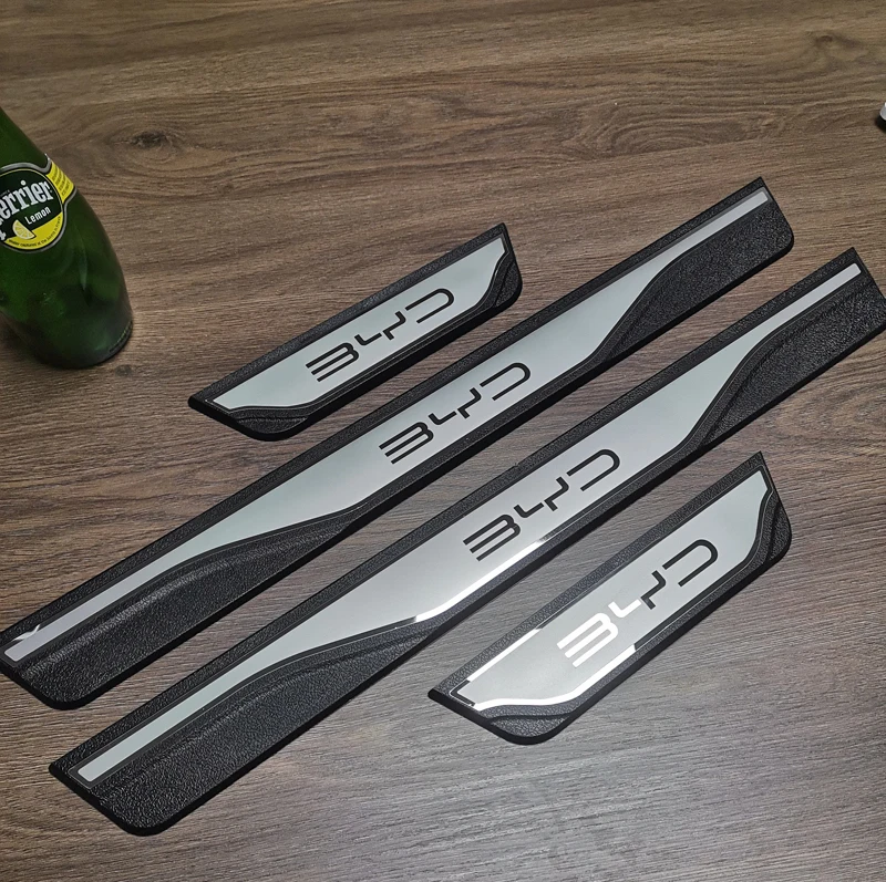 Car Stainless Steel Door Sill Scuff Plate Stickers For BYD