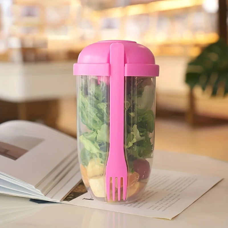Portable Bottle Salad Container Breakfast Salad Bowl School Lunch Box Food Storage Bento Box Containers Kitchen Accessories 1L