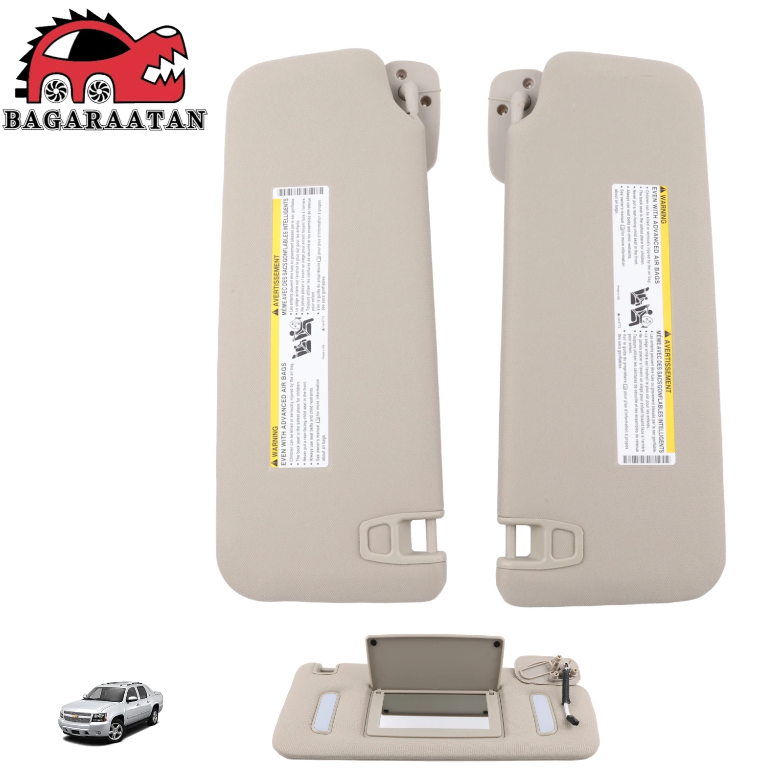 Left Driver & Right Passenger Sun Visor Replaces For 2007-14 Chevy Suburban 1500 2500 GMC Sierra 1500 Cadillac