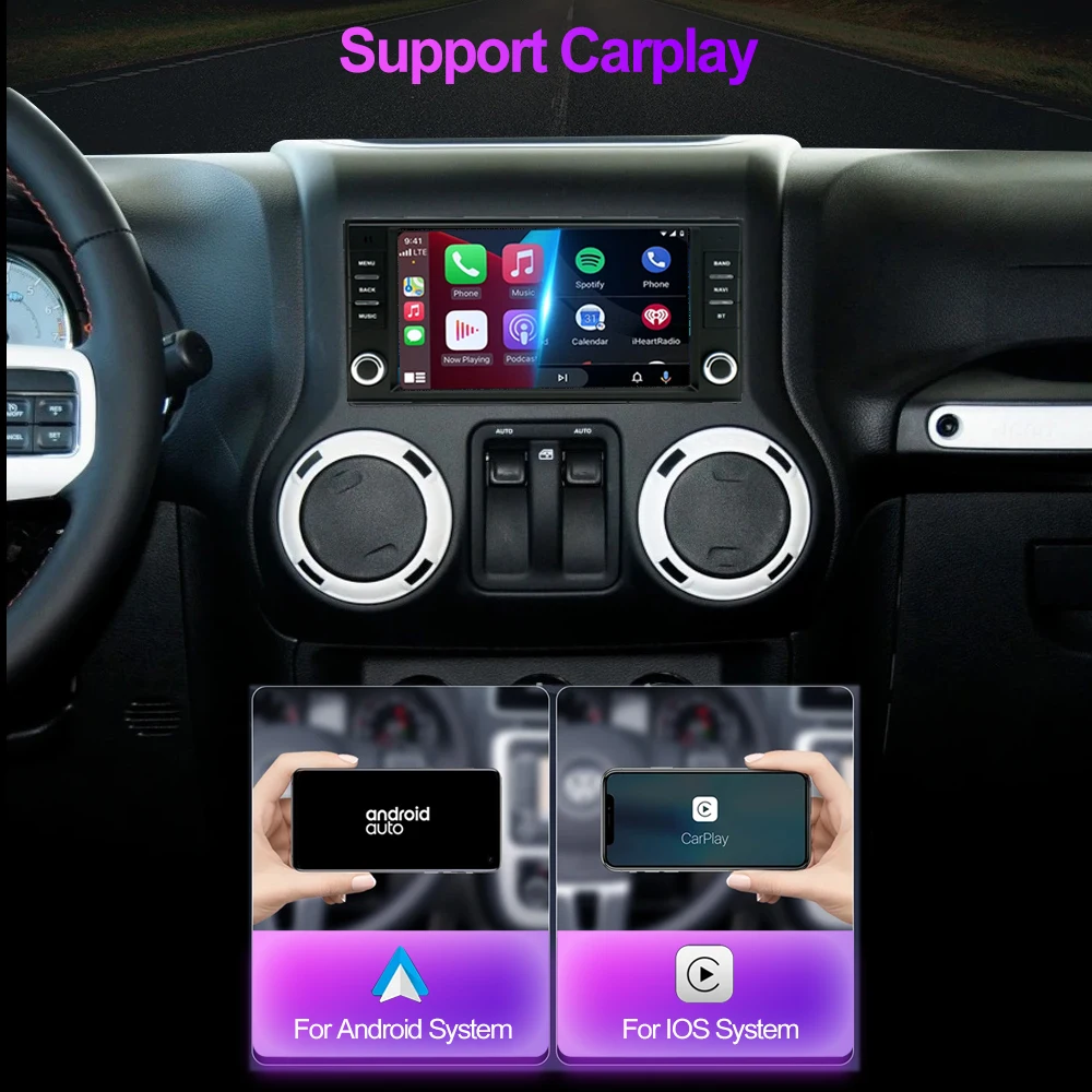Reproductor Multimedia para coche JEEP Grand Cherokee Liberty Wrangler Chrysler, Perillas duales de 7 pulgadas, Radio Android, 2-32GB, Carplay, GPS, WiFi 3