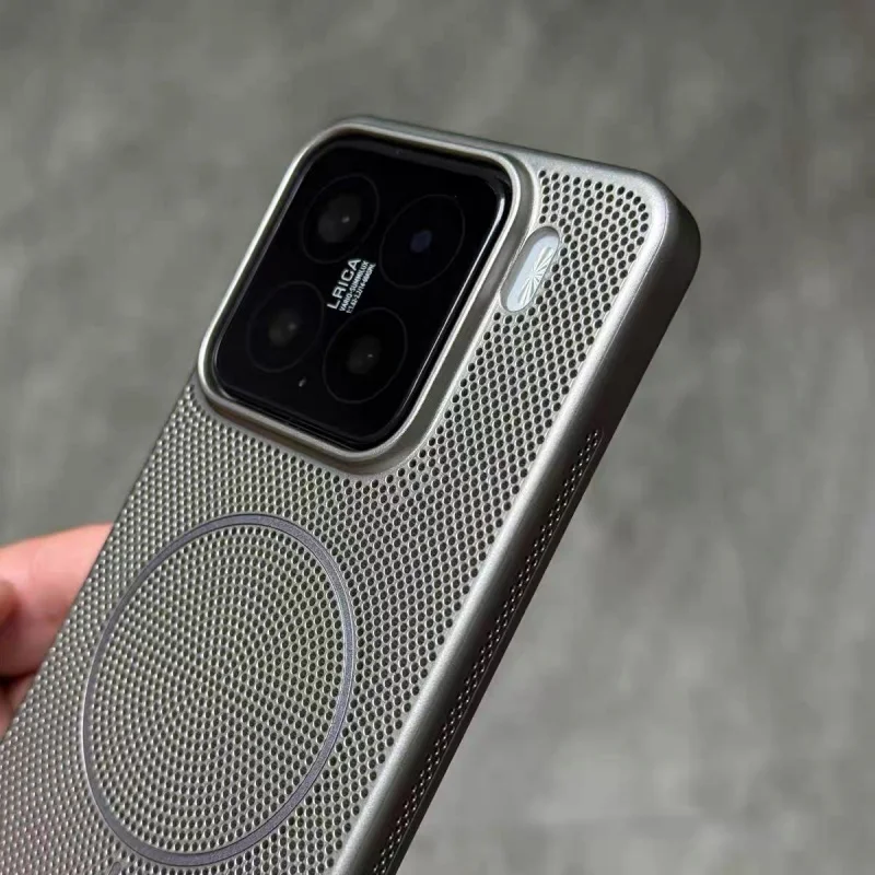 Luxury Metal Hollow Ventilate Hard Case with Magnetic Wireless Charging Compatibility