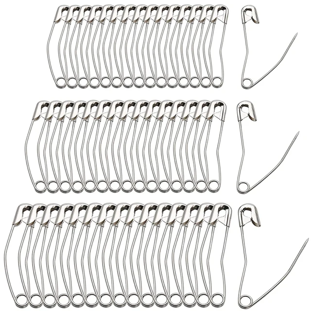 60Pcs Stainless Steel Bent Safety Pins 1.5 Inch Silver Quilting Pins with  Storage Case for Knitting Weaving Sewing Curved Pins - AliExpress