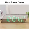 Digital Alarm Clock Temperature Humidity Date Mirror Clock Unlimited Snooze Table Clock 12/24H Night Mode Clock USB AAA Powered 5