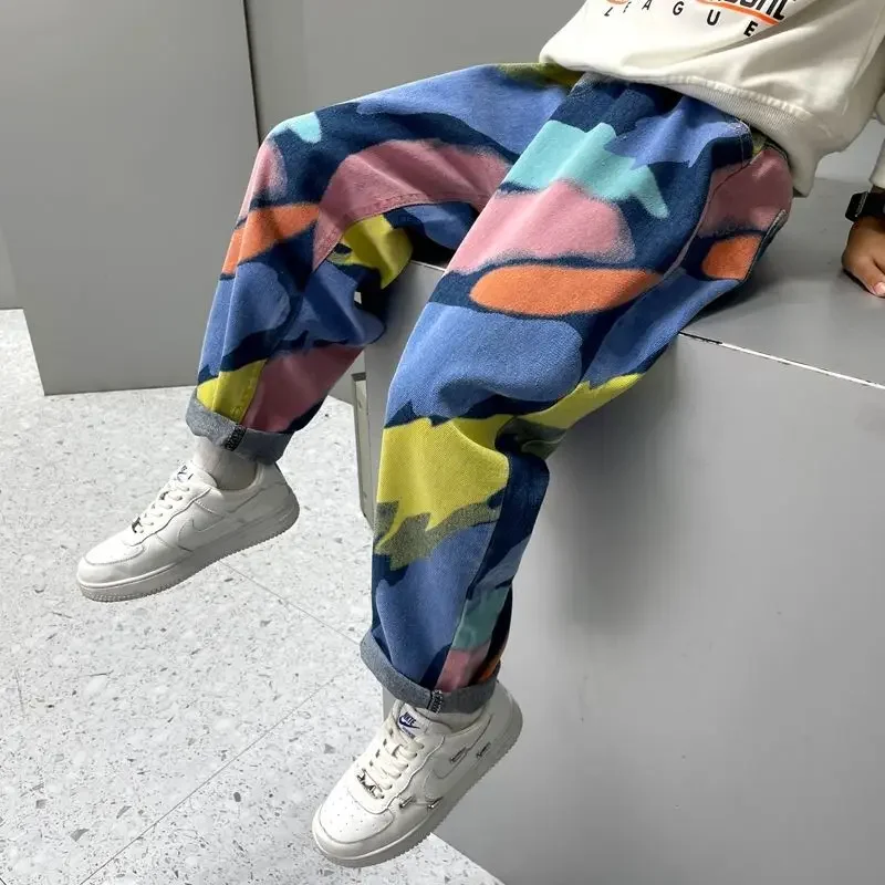 

2023 New Arrival Boys Casual Jeans Trousers Autumn Denim Pants Kids Children Loose Pants Bottoms Clothing