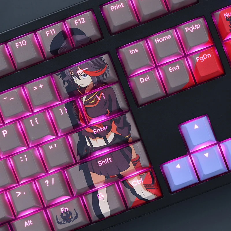 Teclas Conjunto Matar la Matar Keycap Pbt Tintura Subbed Backlit Keycaps dos Desenhos Animados Anime Gaming Key Caps para Ansi 61 87 104 108 Layouts 108 - Imagem 4