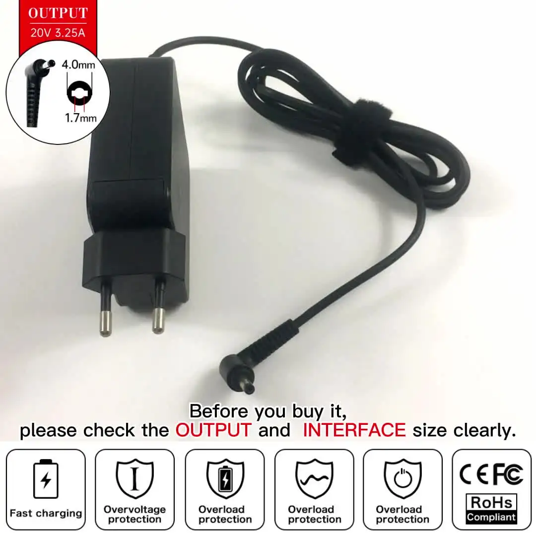 20V 3.25A 65 ワットラップトップ AC アダプタ充電器レノボ