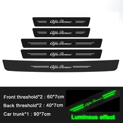 Luminous Car Door Sill Trim Stickers Protective Strip Film Decals (5pcs)