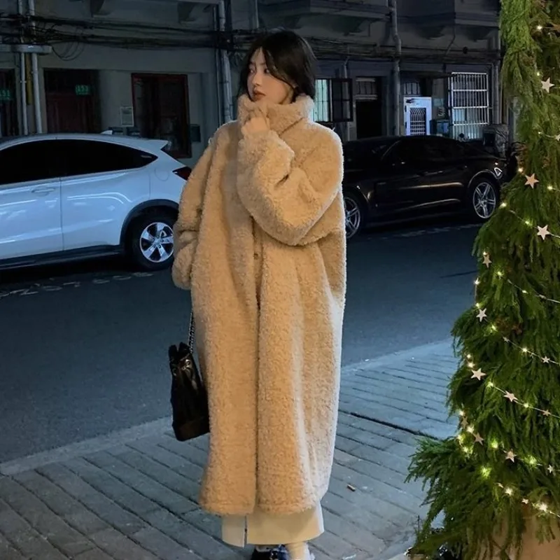 2023 New Women Loose Temperament Environmental Fur Coat Female Fashion High-Grade Lamb Wool Outwear Winter Leisure Warm Outcoat