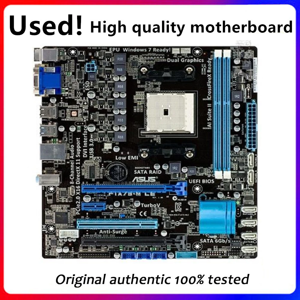 

For ASUS F1A75-M LE Motherboard Socket FM1 DDR3 For AMD A75 A75M Original Desktop Mainboard SATA II Used Mainboard