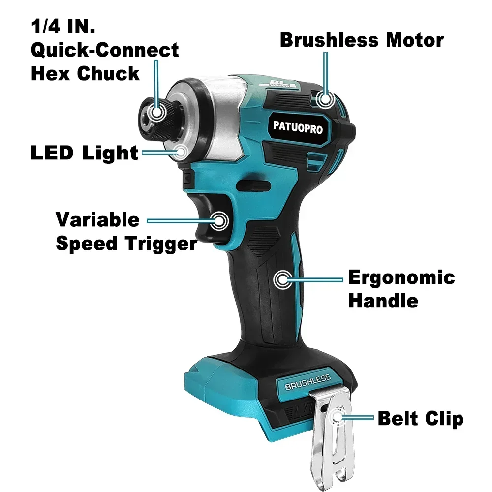 5-Speed Brushless Electric Screwdriver 1/4" Cordless Impact Screwdriver Electric Drill Driver For Makita 18V Battery(No Battery) 3