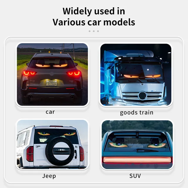 Truck Car Devil Eye LED Pixel Panel Light Remote Control Soft Foldable Lighting Scrolling For Board Windshield 12V 24V 4