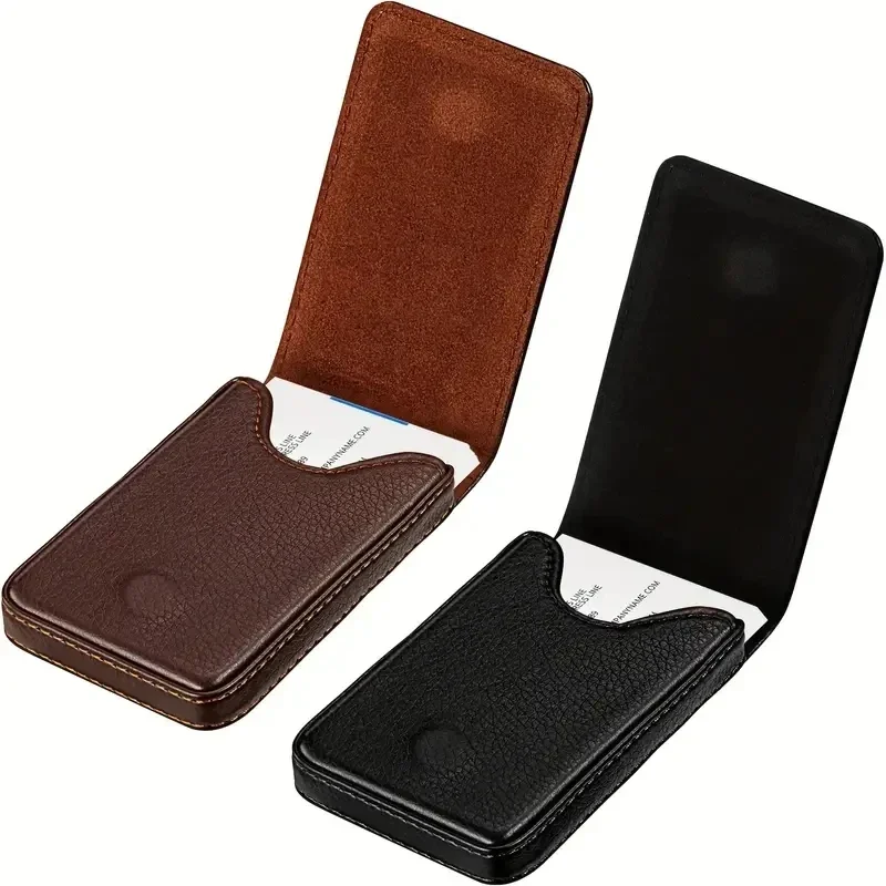 Vertical PU Leather Business Card Holder Wallet with Magnetic Closure