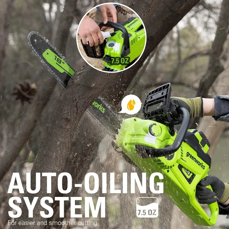 Greenworks 40V 18" Brushless Cordless Chainsaw (Great For Tree Felling, Limbing, Pruning, and Firewood / 75+ Compatible Tools)