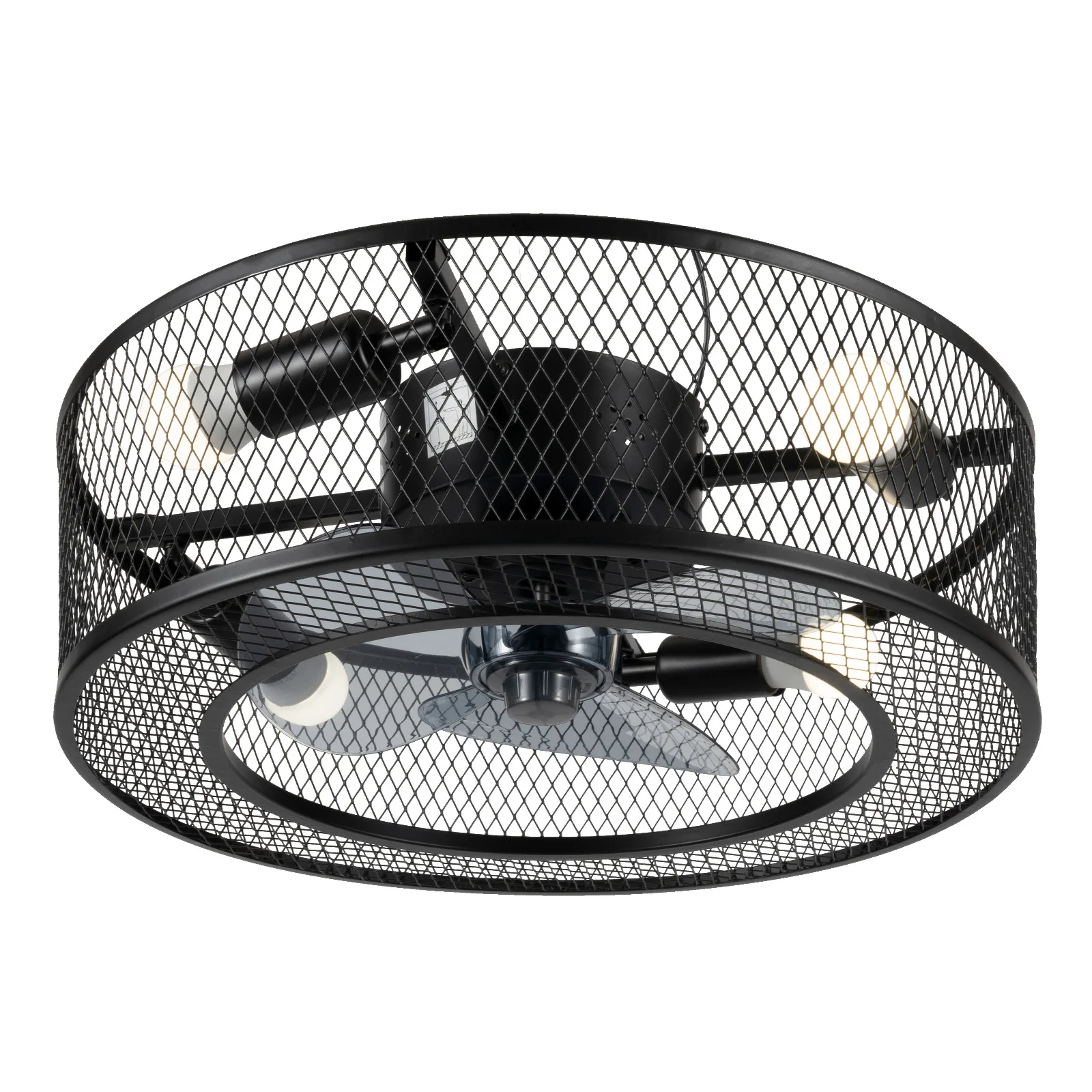 3 Blades 45cm/18inch Remote Control Ceiling Fan with Caged Light Vintage Industrial Style Applicable for 107.6-161.5ft&sup2; Area