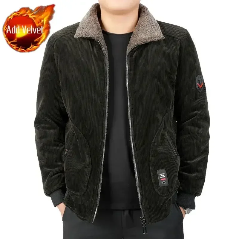 thumbnail image 1 of Abrigo acolchado para hombre, chaquetas de pana para hombre, parkas cortas, abrigos especiales modernos con relleno, ropa cálida de estilo coreano para invierno, 1 of 5