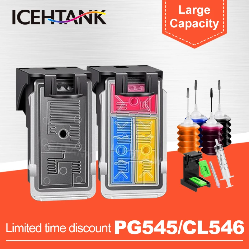 Icehtank Pg 545 Cl 546 Ricarica Cartuccia D'Inchiostro Pg545 Cl546 Per Stampanti Canon Pixma Mg3050 Ts3151 Mg3052 Mg3053 Mx490 Mx494 Mx495