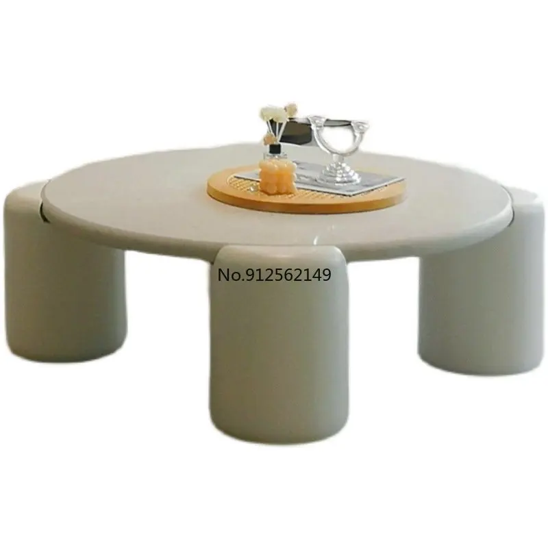 

Nordic round coffee table simple modern small apartment living room cream wabi sabi style designer creative net red round table