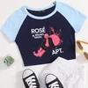 Rose Rosie APT. Bruno Mars Girls Crop Shirts Color blocked short sleeves O-Neck Top 3