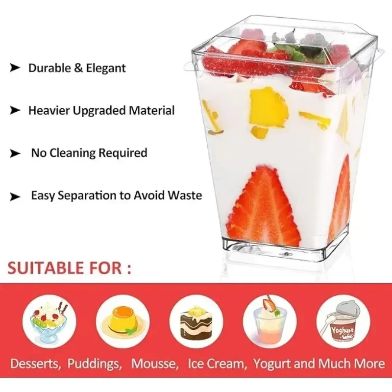 30Pcs Disposable Plastic Mousse Cup Ladder Shaped Pudding Dessert