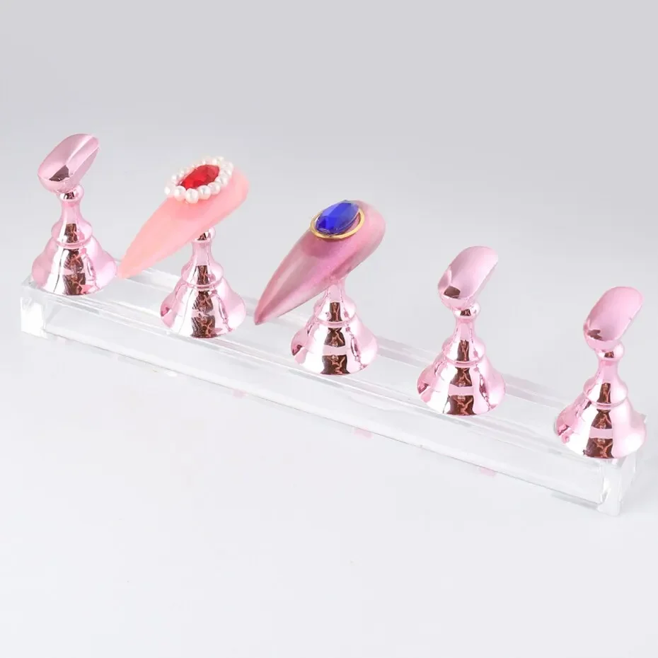 Nail Art Holder 5Pcs Chess Borad Magnetic Nail Tips Practice Display Stand