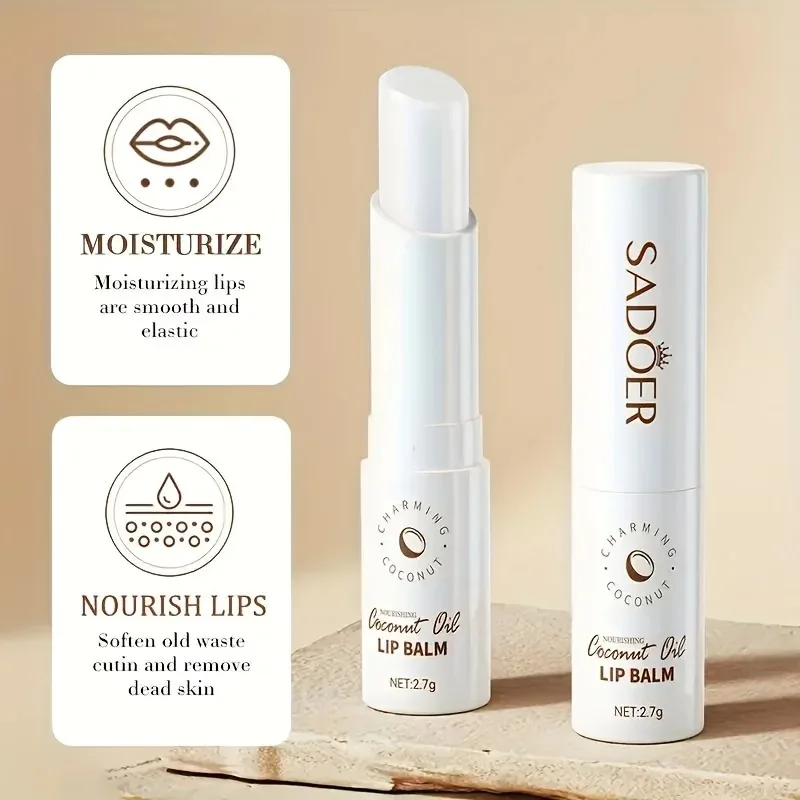 Coconut Moisturizing Lip Balm Anti-Dry Hydrating Removing Lip Wrinkles Dead Skin Lip Care Lasting Nourishment for Men Women 2