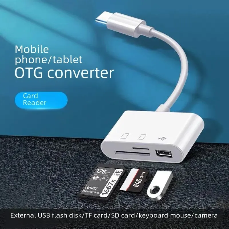 다기능 C타입 안드로이드 Otg 어댑터, USB 15, 3-in-1 Sd/tf 카드/u-disk 호환 메모리 카드 리더