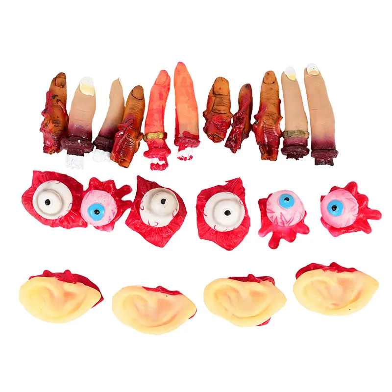 

1Set Halloween Decor Horror Props Bloody Broken Finger Eyeball Ear Tricky Toy Fake Body Organs for Haunted House Party Supplies