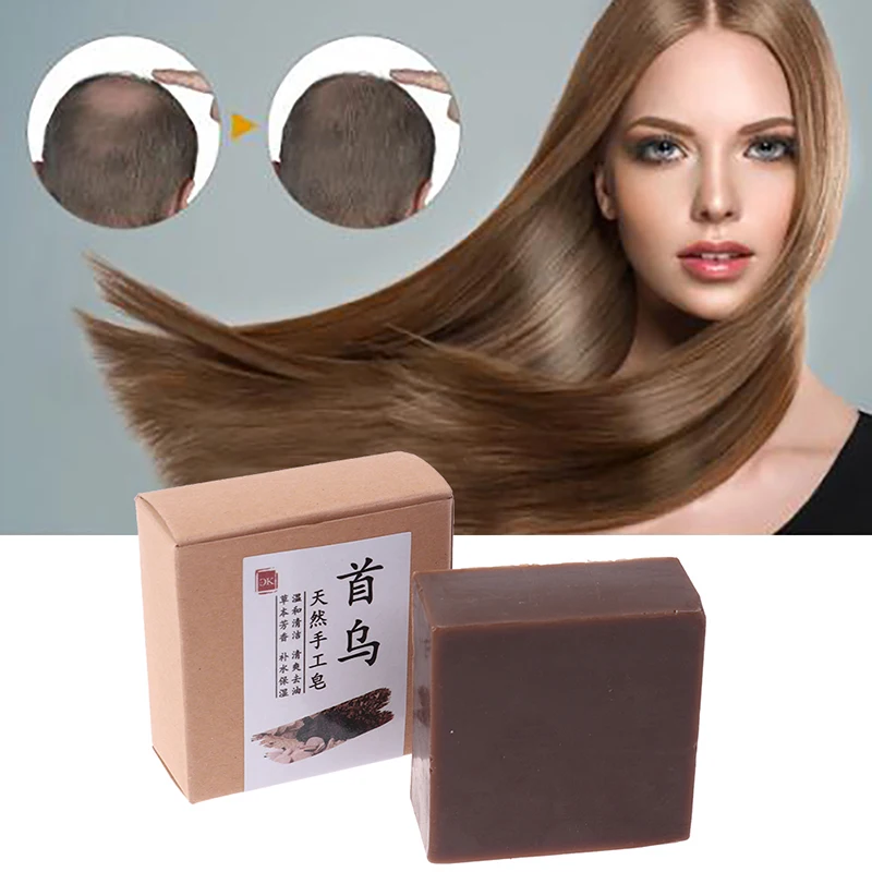 Polygonum Essence Hair Darkening Shampoo Bar Soap Natural Organic Mild Formula Hair Shampoo Gray Reverse Cleansing