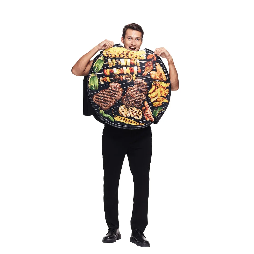 Adult Grilled Meat Costume Funny Barbecue Food Halloween Tunic Carnival Purim Fancy Dress