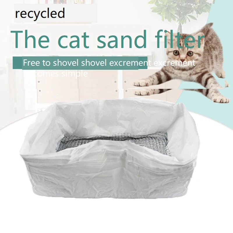 재사용 가능한 고양이 배설물 필터, 핸즈프리, 애완 고양이 배설물 라이너, 탄성 샌드 백 필터, 위생적인 쓰레기 상자 라이너, 10 개